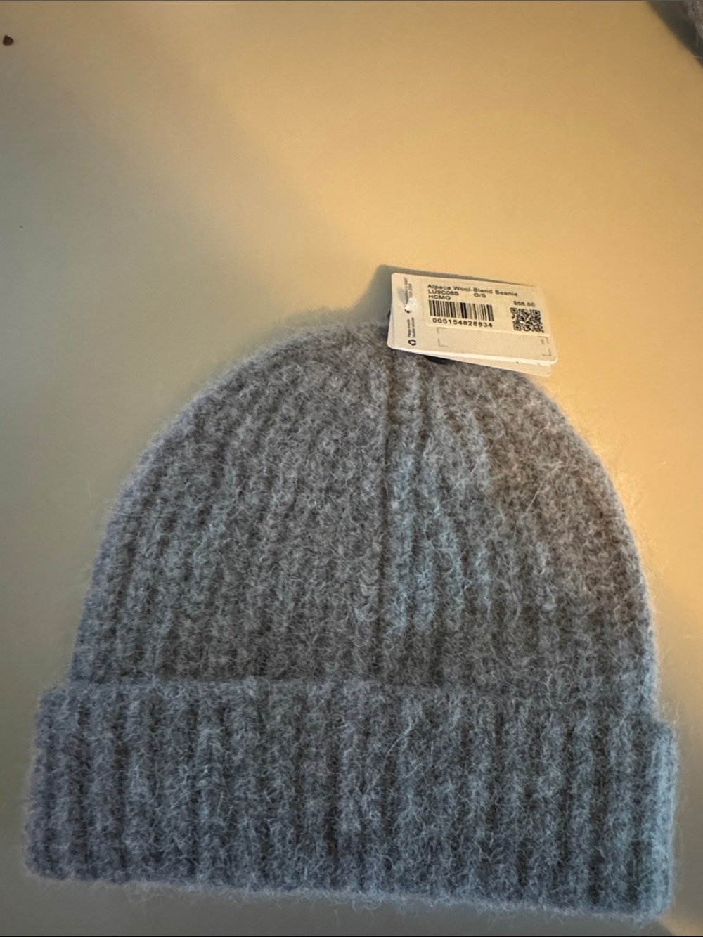 lululemon athletica Alpaca Wool-Blend Heather Gray Fuzzy Ribbed Beanie NWT